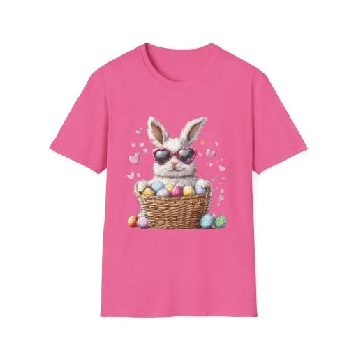 Cute Bunny Easter T-Shirt - Unisex Softstyle Tee with Colorful Egg Design - Image 56