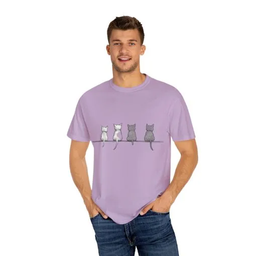 Cute Cat Sitting T-Shirt - Unisex Garment-Dyed Tee for Cat Lovers - Image 19