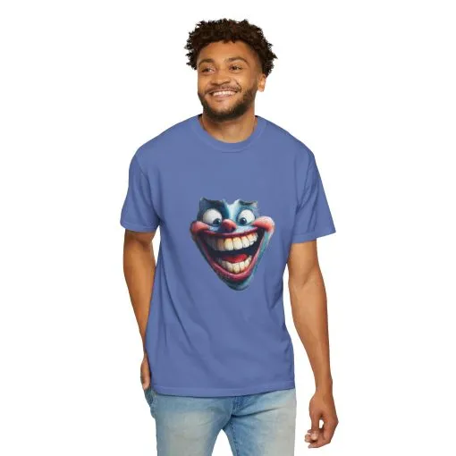 Unisex Garment-Dyed T-shirt with Vintage Clown Print - Perfect for Halloween & Graphic Tee Lovers - Image 4