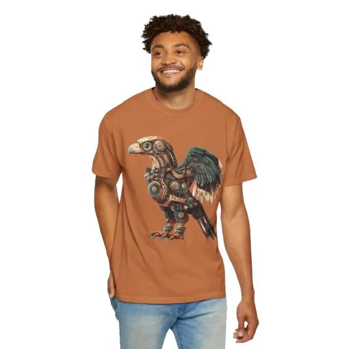 Steampunk Mechanical Bird Unisex Garment-Dyed T-Shirt - Image 16