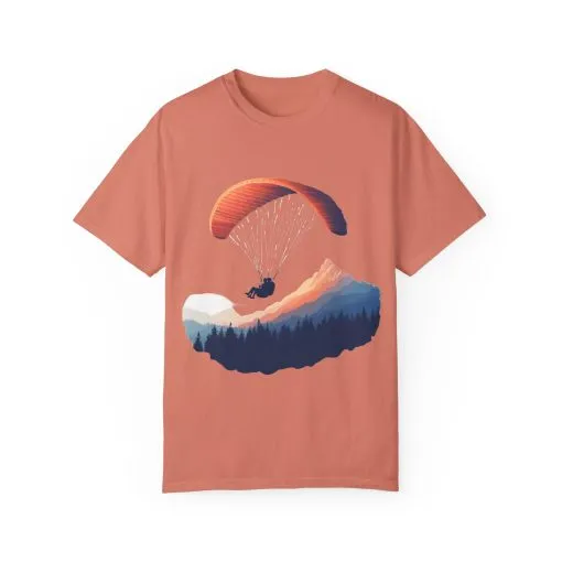 Adventure Awaits Unisex Garment-Dyed T-shirt - Paragliding and Mountain Design - Image 9