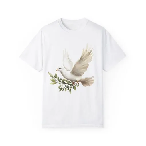 Serene Dove Unisex Garment-Dyed T-Shirt - Peaceful Nature Design - Image 5