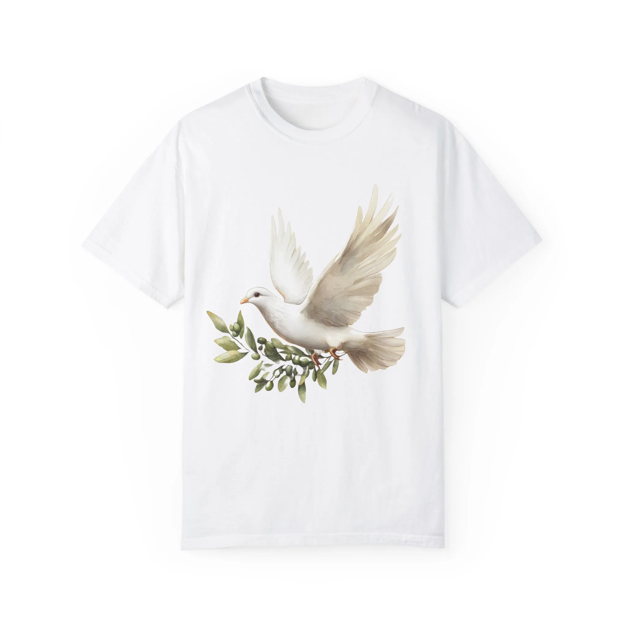 Serene Dove Unisex Garment-Dyed T-Shirt - Peaceful Nature Design - Image 5