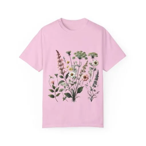 Botanical Print Unisex Garment-Dyed T-Shirt | Eco-Friendly Floral Tee for Nature Lovers - Image 33