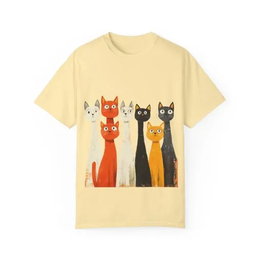 Vintage Cat Illustration Unisex Garment-Dyed T-Shirt - Perfect for Cat Lovers - Image 13