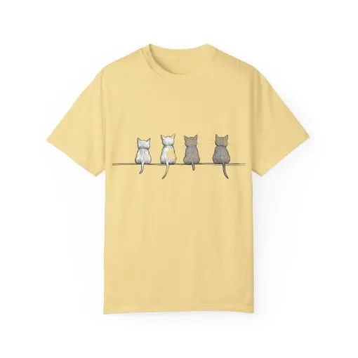 Cute Cat Sitting T-Shirt - Unisex Garment-Dyed Tee for Cat Lovers - Image 9