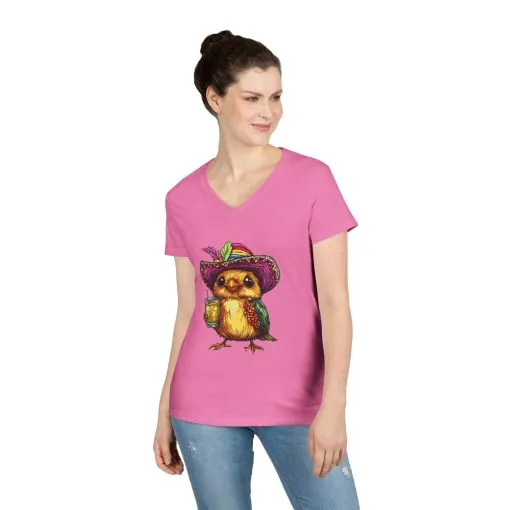Fun Party Owl V-Neck T-Shirt for Ladies - Image 12
