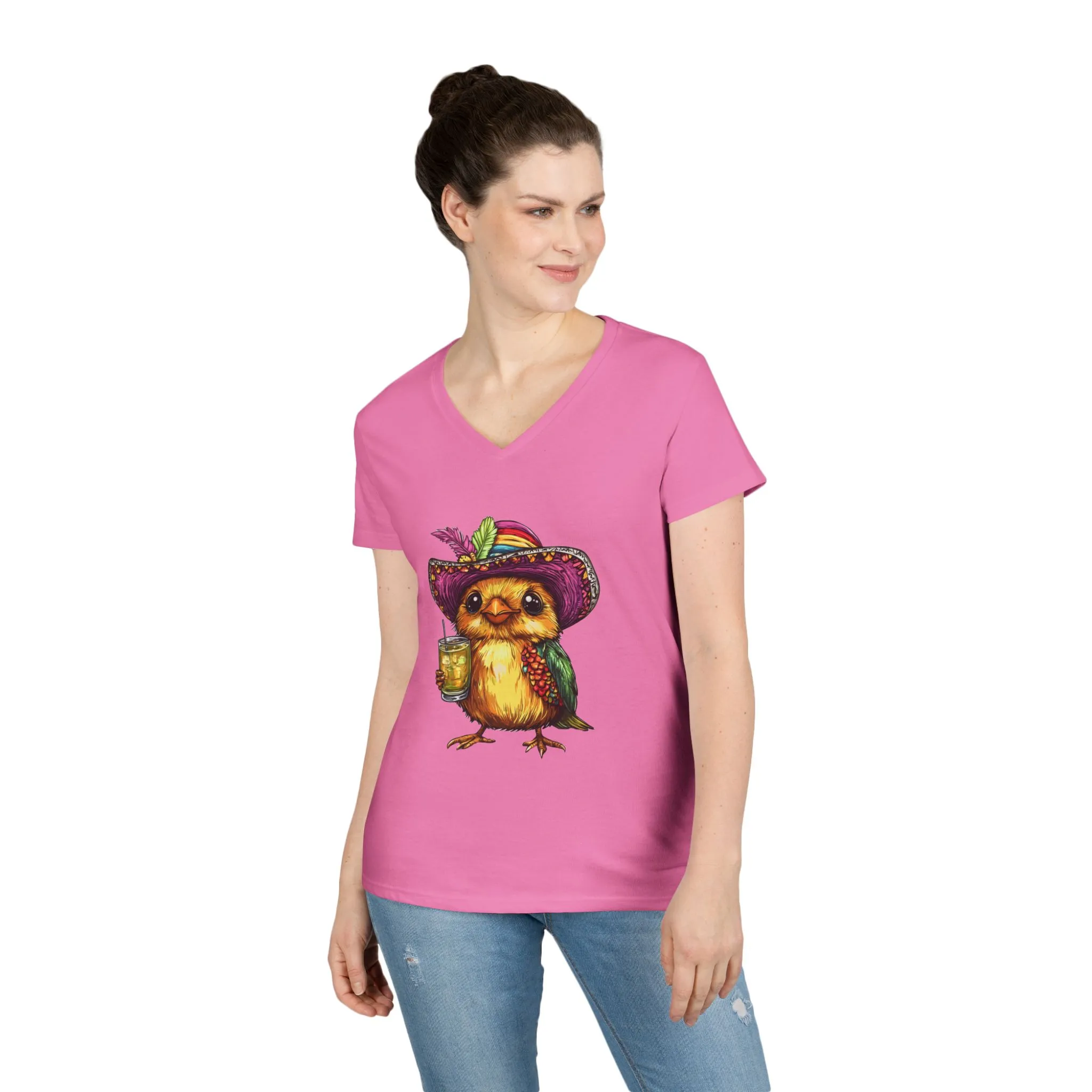 Fun Party Owl V-Neck T-Shirt for Ladies - Image 12