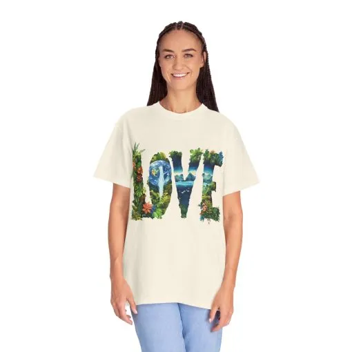 Garment-Dyed Love T-Shirt | Nature-Inspired Unisex Tee - Image 7