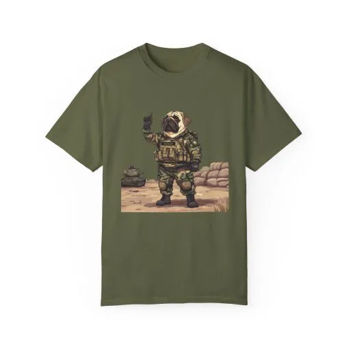Military Pug Unisex Garment-Dyed T-Shirt - Funny Dog Graphic Tee for Pet Lovers - Image 16