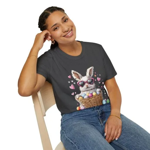 Cute Bunny Easter T-Shirt - Unisex Softstyle Tee with Colorful Egg Design - Image 35