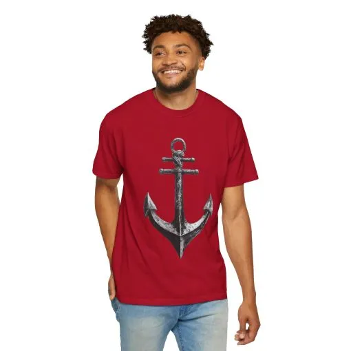 Nautical Anchor Unisex Garment-Dyed T-shirt | Casual Marine Style Wear - Image 48