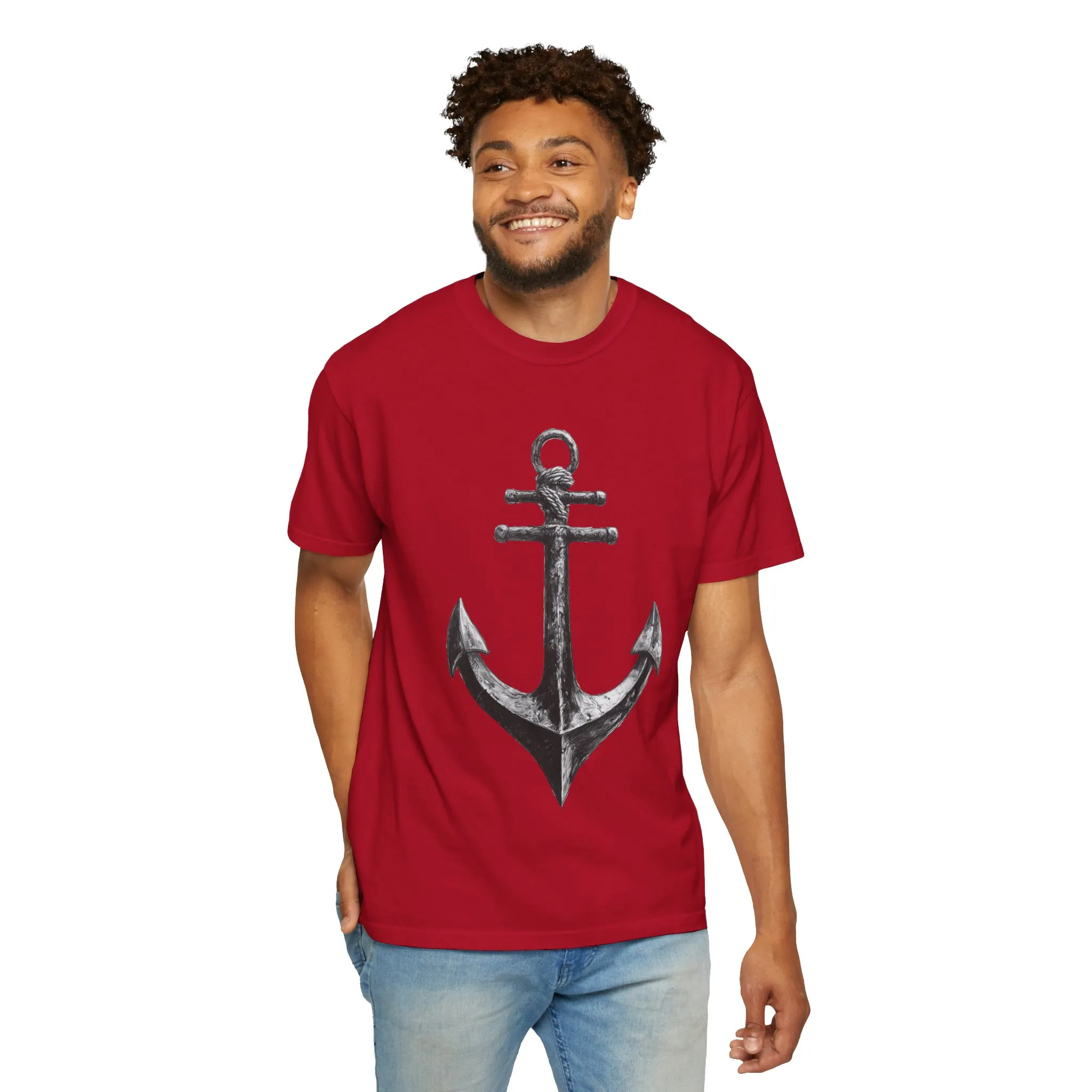Nautical Anchor Unisex Garment-Dyed T-shirt | Casual Marine Style Wear - Image 48