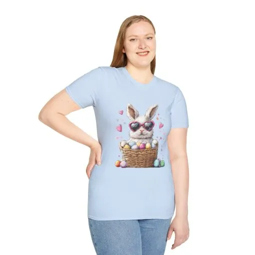 Cute Bunny Easter T-Shirt - Unisex Softstyle Tee with Colorful Egg Design - Image 44