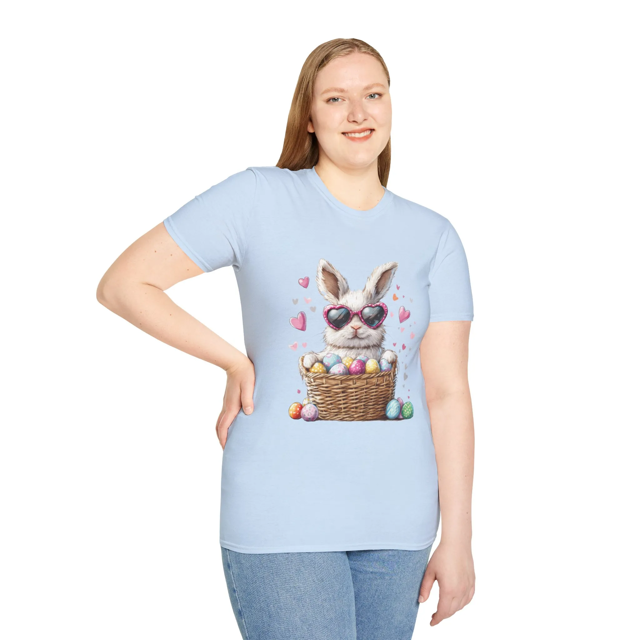 Cute Bunny Easter T-Shirt - Unisex Softstyle Tee with Colorful Egg Design - Image 44