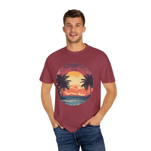 Unisex Garment-Dyed T-shirt | Sunset Beach Vibes Tee - Image 31
