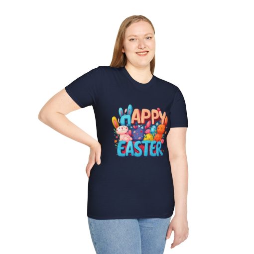 Happy Easter Unisex Softstyle T-Shirt - Fun Spring Bunny Design - Image 49