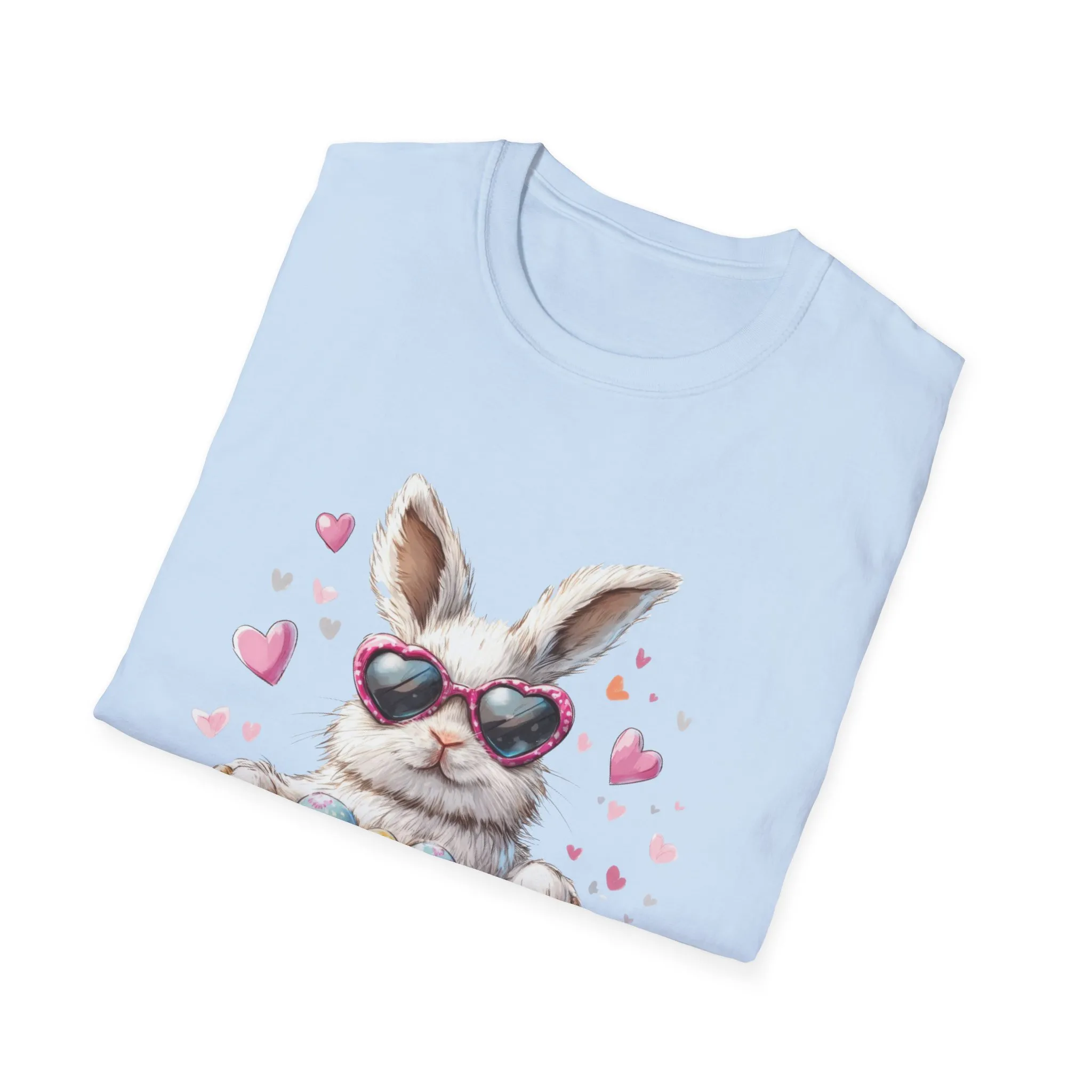 Cute Bunny Easter T-Shirt - Unisex Softstyle Tee with Colorful Egg Design - Image 43