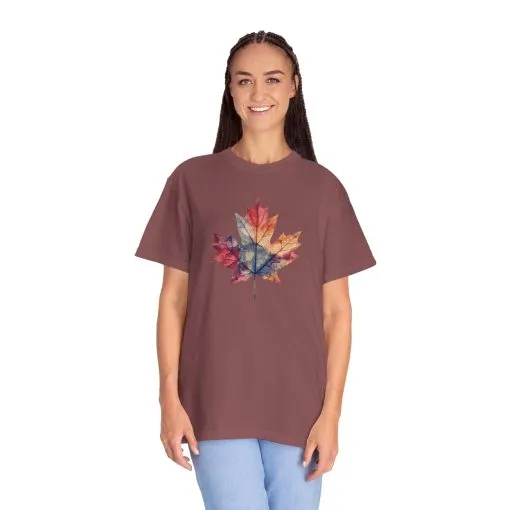 Autumn Maple Leaf Unisex Garment-Dyed T-Shirt - Image 12