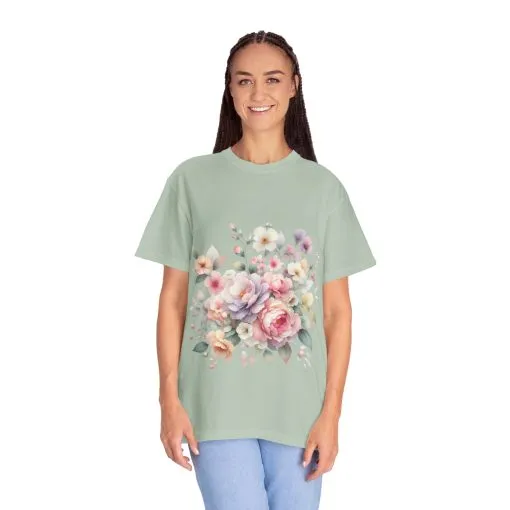 Floral Bliss Unisex Garment-Dyed T-Shirt – Perfect for Spring Celebrations and Everyday Wear - Image 31