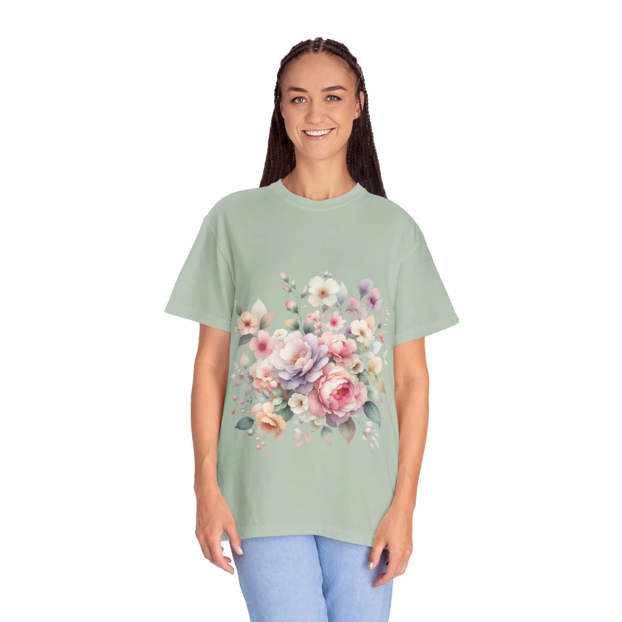 Floral Bliss Women's Garment-Dyed T-Shirt – Perfect for Spring Celebrations and Everyday Wear - Image 31