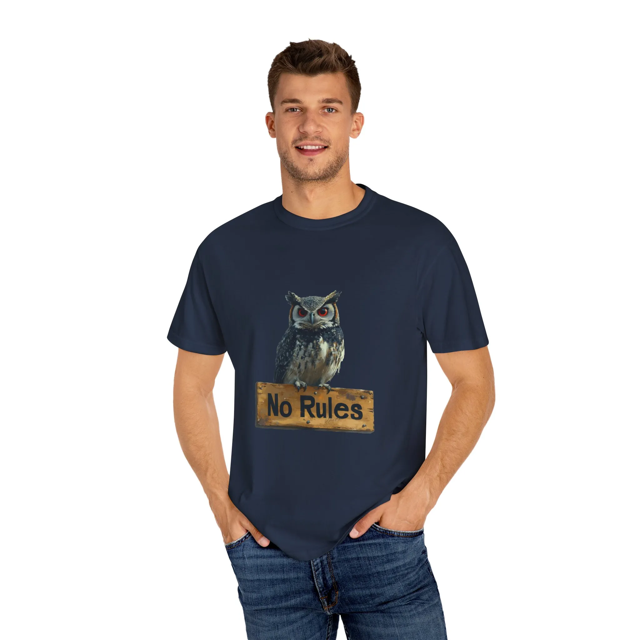 Funny Owl T-Shirt - "No Rules" Unisex Garment-Dyed Tee for Animal Lovers - Image 39