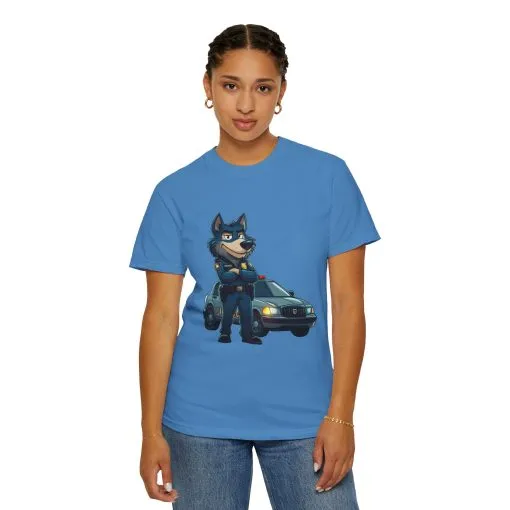 Cute Cartoon Police Dog T-Shirt - Unisex Garment-Dyed Tee - Image 32