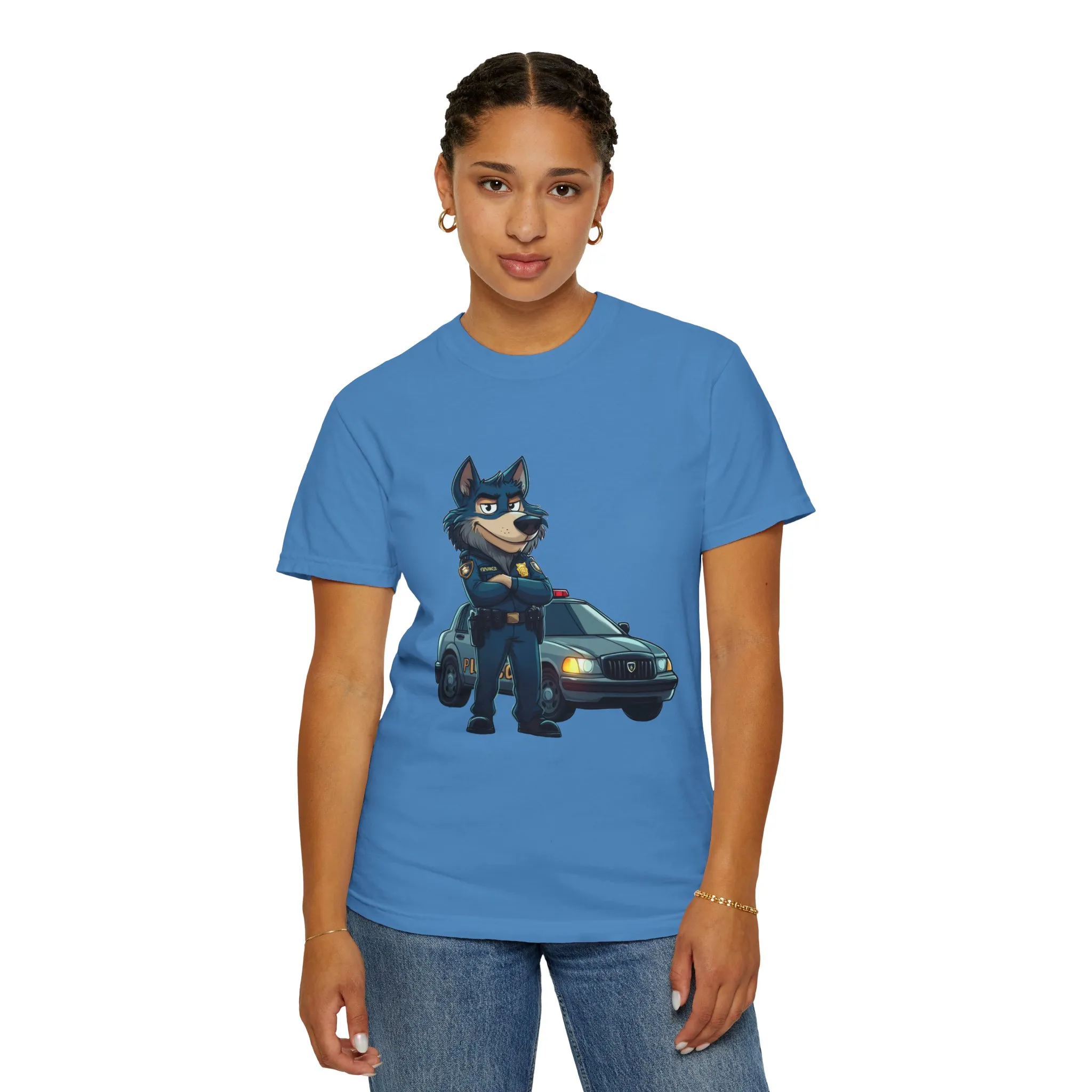 Cute Cartoon Police Dog T-Shirt - Unisex Garment-Dyed Tee - Image 32