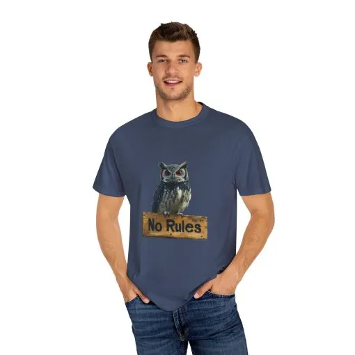 Funny Owl T-Shirt - "No Rules" Unisex Garment-Dyed Tee for Animal Lovers - Image 31