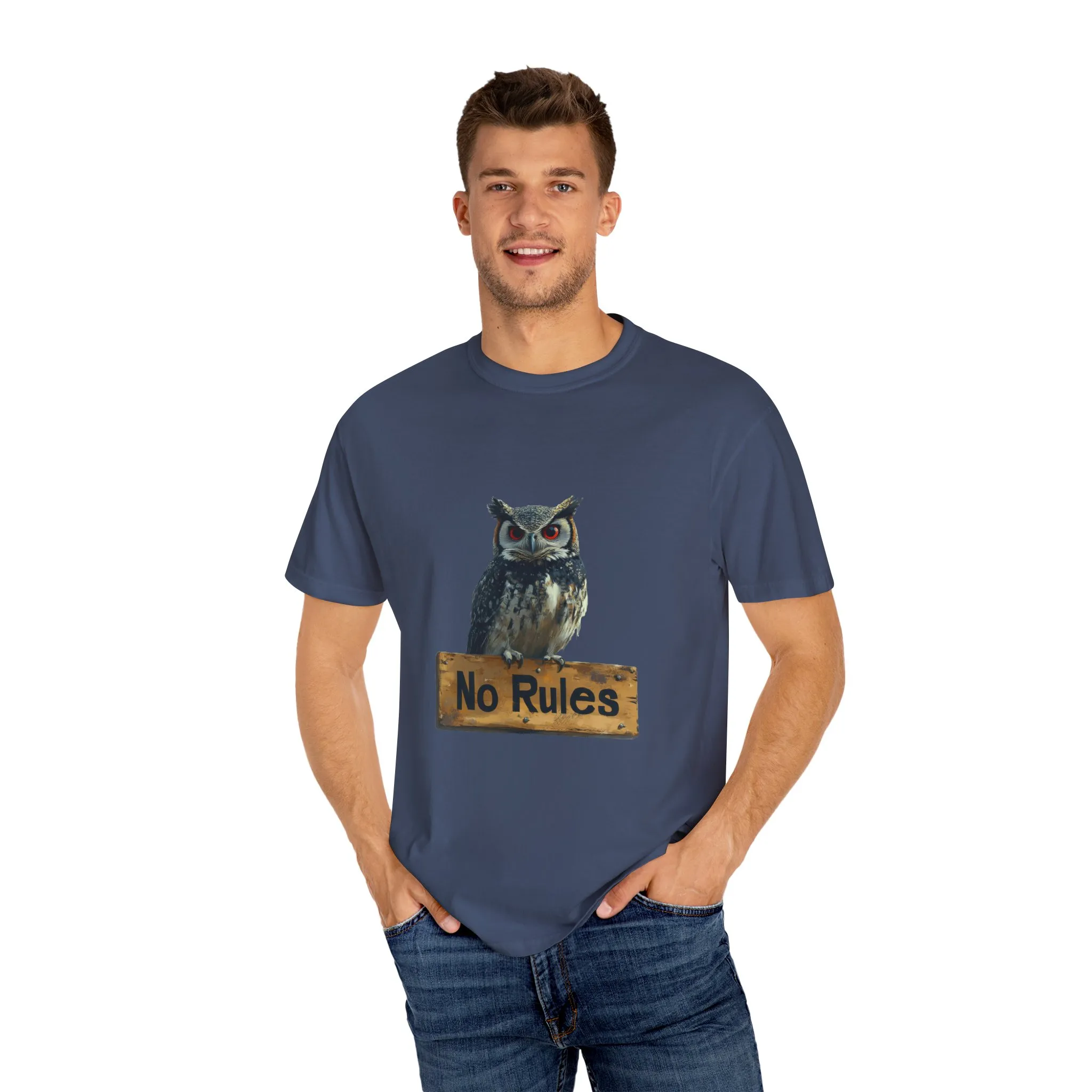 Funny Owl T-Shirt - "No Rules" Unisex Garment-Dyed Tee for Animal Lovers - Image 31