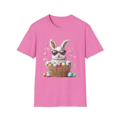 Cute Bunny Easter T-Shirt - Unisex Softstyle Tee with Colorful Egg Design - Image 61