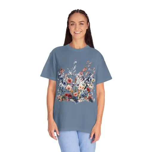 Floral Garden Unisex Garment-Dyed T-Shirt - Nature-Inspired Design - Image 16