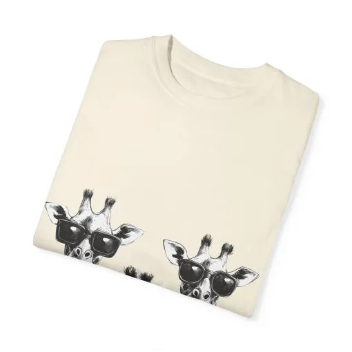 Cool Giraffe Sunglasses Unisex Garment-Dyed T-shirt - Image 6