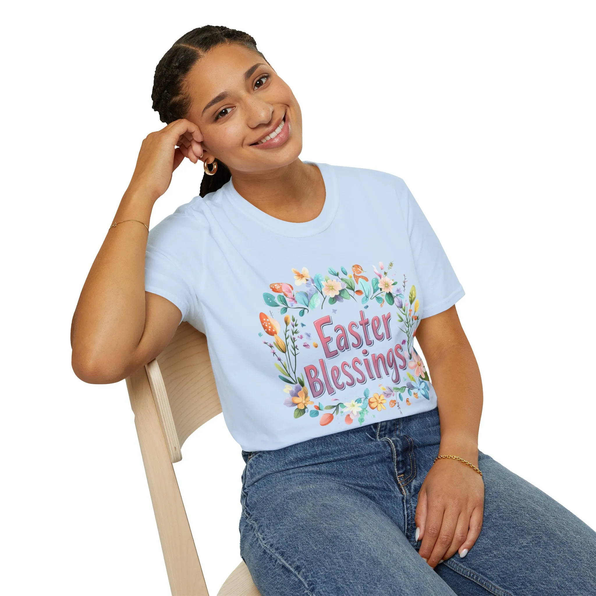 Easter Blessings Unisex Softstyle T-Shirt – Spring Floral Design - Image 30