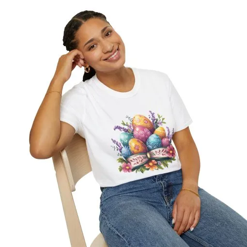 Easter Floral Eggs Unisex Softstyle T-Shirt - Image 8