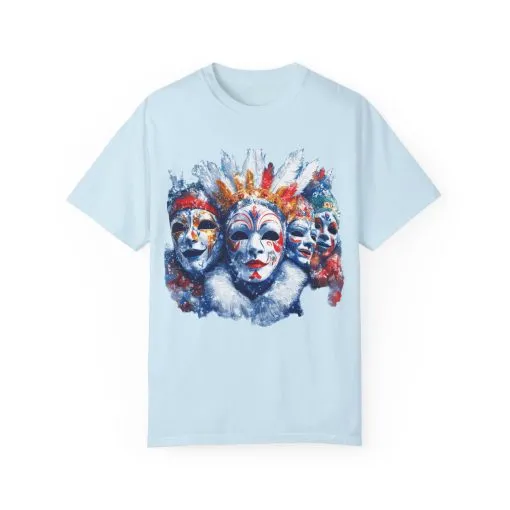 Vibrant Carnival Masks T-Shirt - Unisex Garment-Dyed Tee for Festive Celebrations - Image 9
