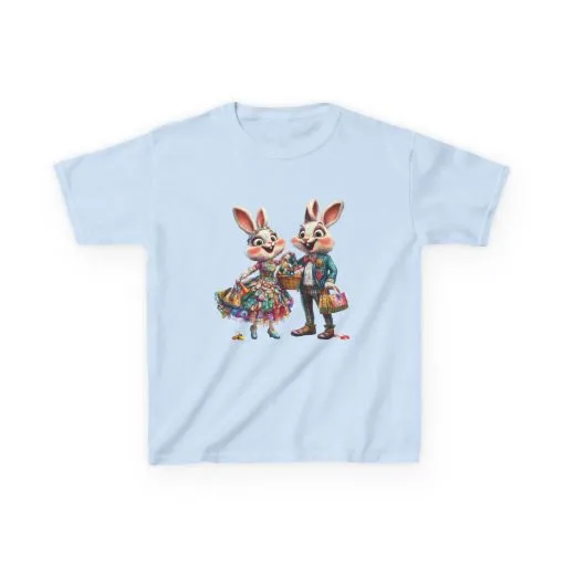 Adorable Bunny Couple Kids Tee - Perfect for Easter Celebrations - Image 2
