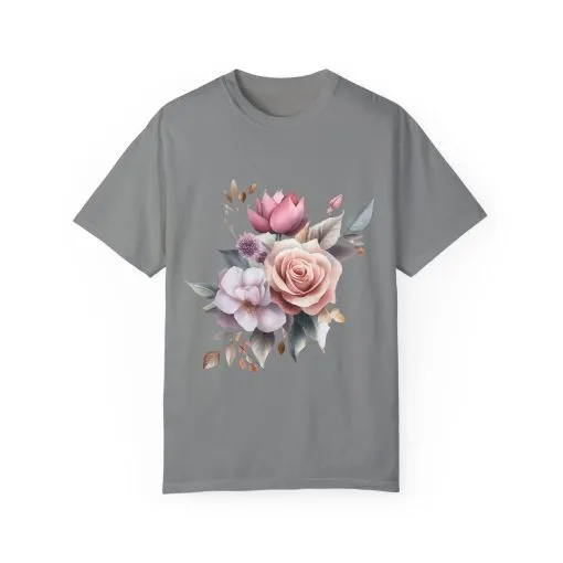 Floral Bouquet Unisex Garment-Dyed T-Shirt - Perfect for Spring Celebrations - Image 13