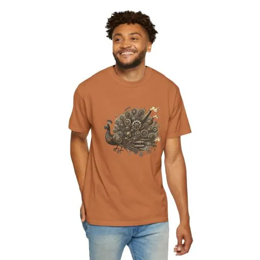 Steampunk Peacock Unisex Garment-Dyed T-Shirt - Image 16