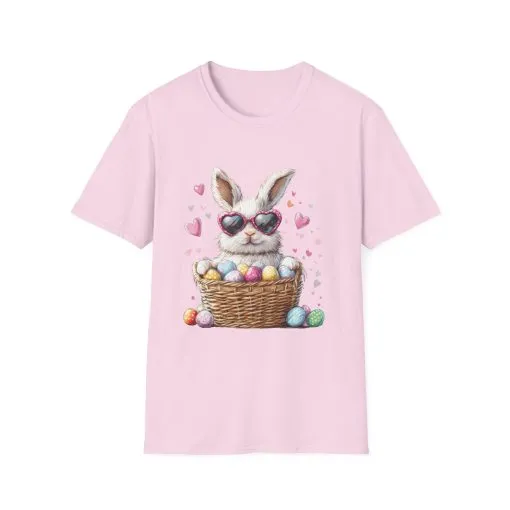 Cute Bunny Easter T-Shirt - Unisex Softstyle Tee with Colorful Egg Design - Image 51