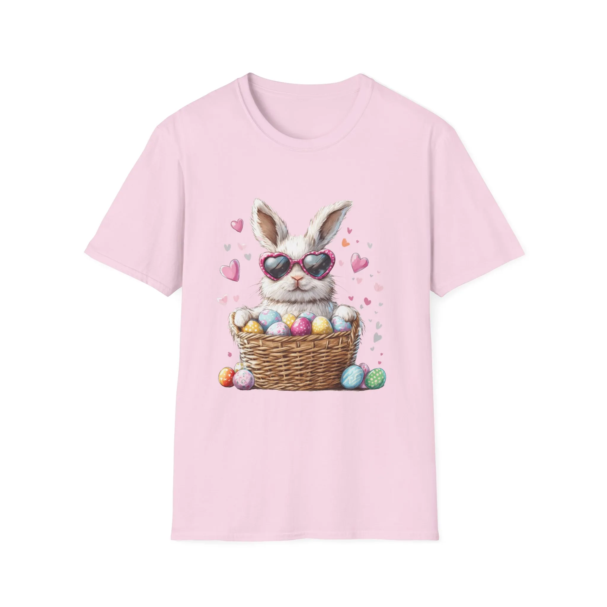 Cute Bunny Easter T-Shirt - Unisex Softstyle Tee with Colorful Egg Design - Image 51