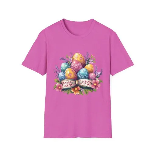 Easter Floral Eggs Unisex Softstyle T-Shirt - Image 53