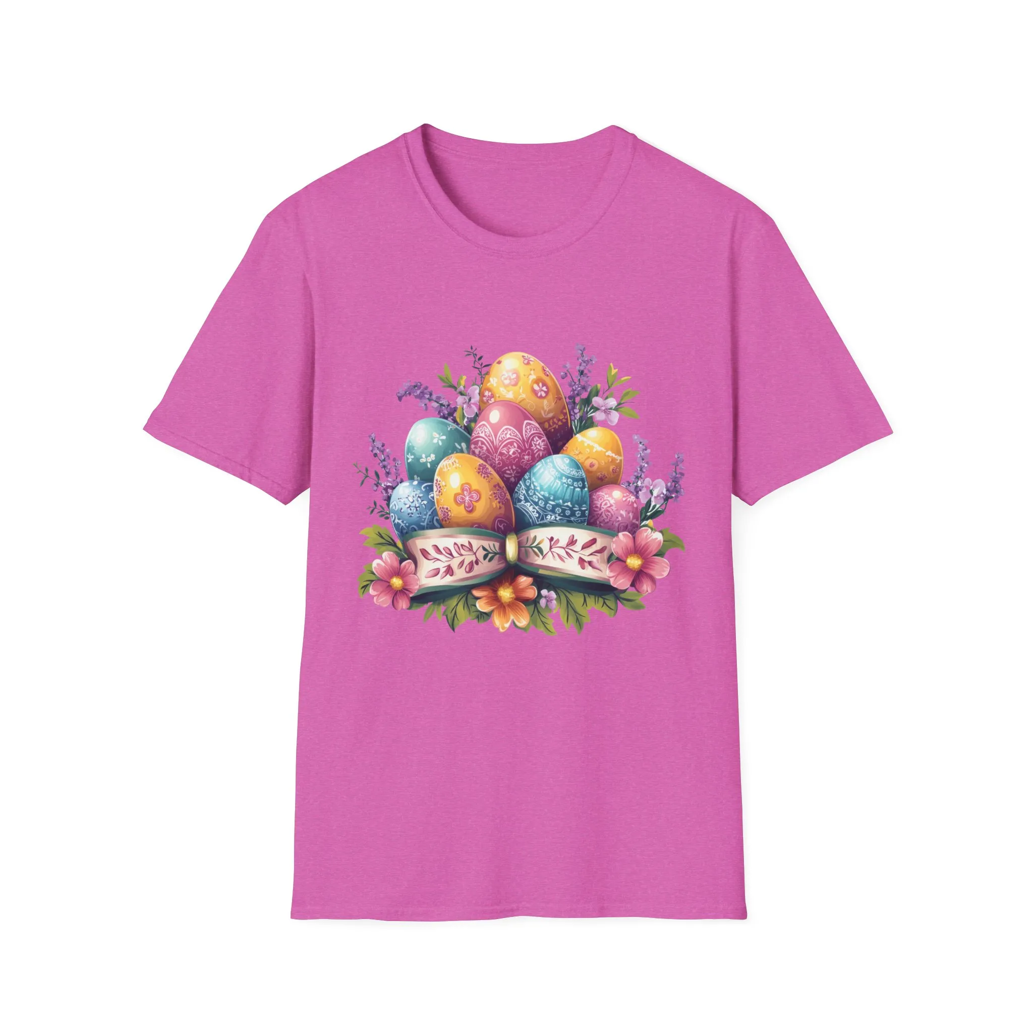 Easter Floral Eggs Unisex Softstyle T-Shirt - Image 53