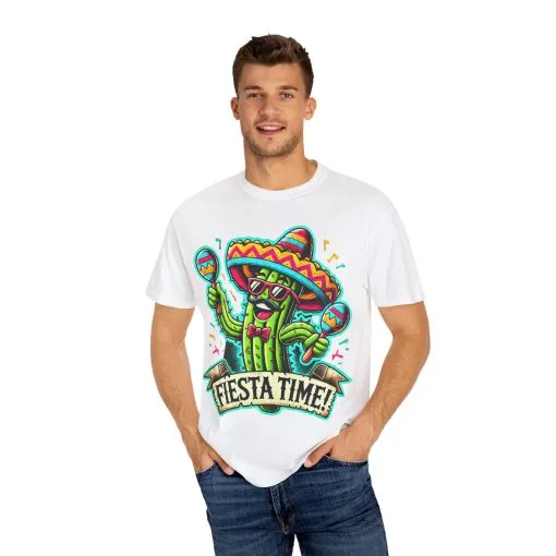 Fiesta Time Cactus T-Shirt - Unisex Garment-Dyed Tee for Celebration Lovers - Image 7