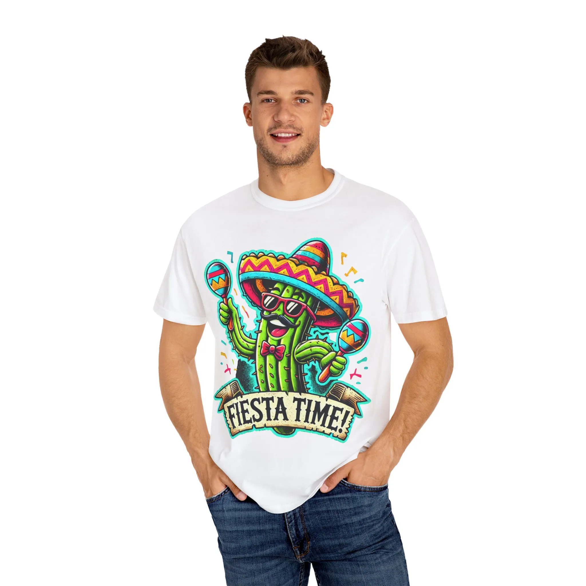 Fiesta Time Cactus T-Shirt - Unisex Garment-Dyed Tee for Celebration Lovers - Image 7