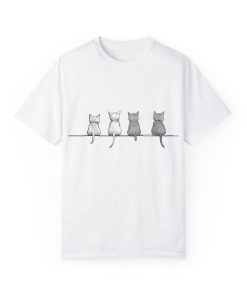Cute Cat Sitting T-Shirt - Unisex Garment-Dyed Tee for Cat Lovers