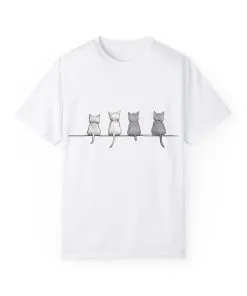 Cute Cat Sitting T-Shirt - Unisex Garment-Dyed Tee for Cat Lovers