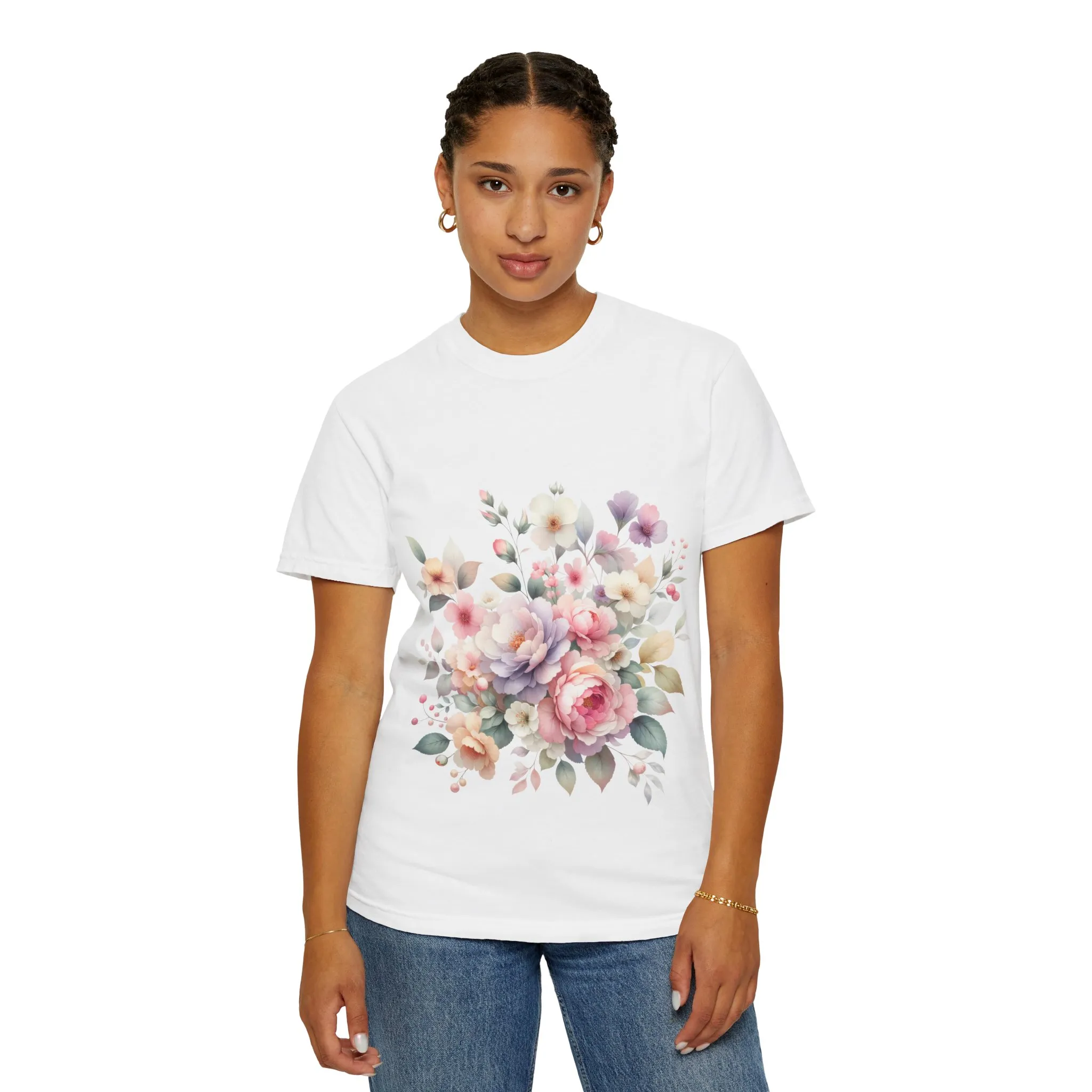 Floral Bliss Women's Garment-Dyed T-Shirt – Perfect for Spring Celebrations and Everyday Wear - Image 7