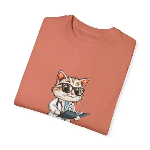 Funny Cat Doctor Unisex Garment-Dyed T-Shirt - Image 10