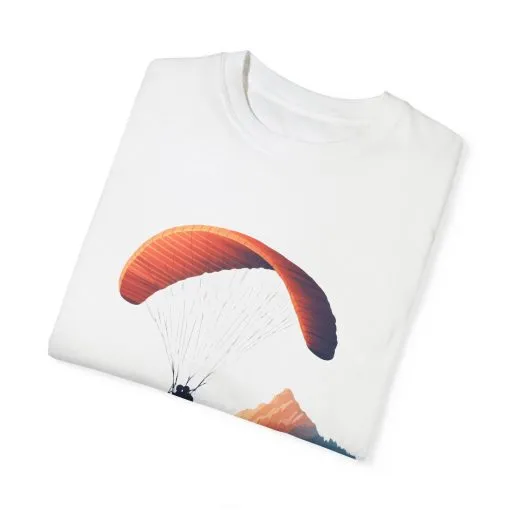 Adventure Awaits Unisex Garment-Dyed T-shirt - Paragliding and Mountain Design - Image 6